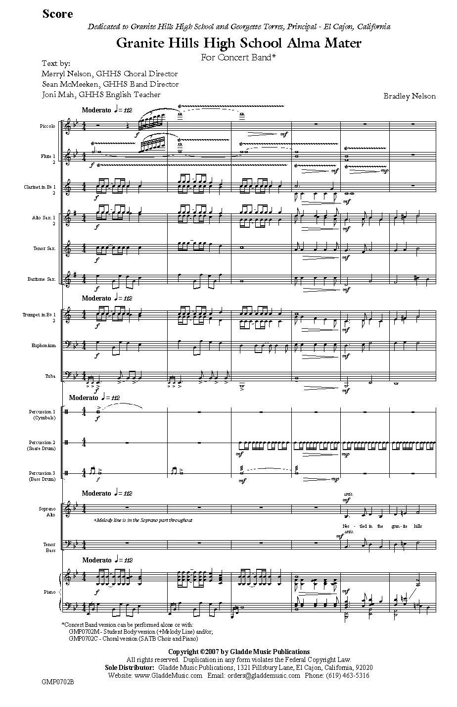 Granite Hills High School Alma Mater-Band, p.1